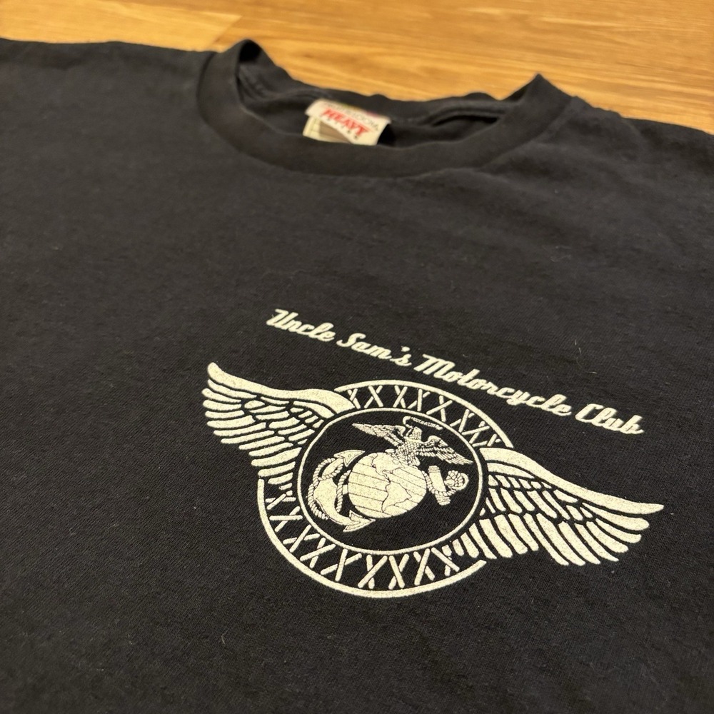 Vintage USMC Parody T-Shirt Mens 2XL Uncle Sam's Motorcycle Club Black Tee